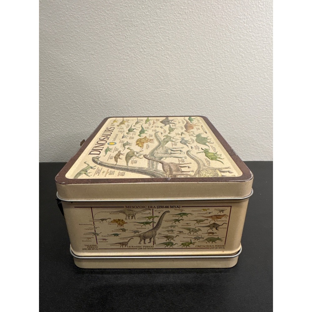 Smithsonian Dinosaurs Metal Lunch Box Tin Aquarius 48-183 Tan Mesozoic Era - Picture 5 of 11